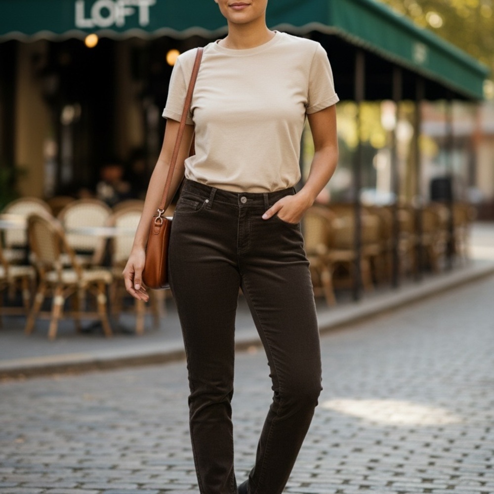 LOFT Women’s Chocolate Corduroy Modern Skinny Pants Five-Pocket Styling Size 2P